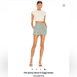 L'Academie Sage Green Cargo Shorts